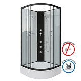 Душ.каб. NG-6701-14BKG (900х900х2000) средний поддон(26см) стекло ПРОЗРАЧНОЕ черные профиля 4 места