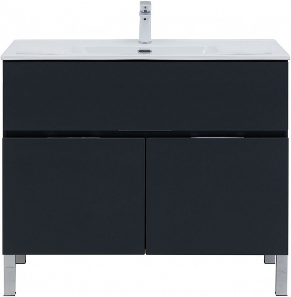 Тумба под раковину Aquanet Алвита New 100 1 ящик, 2 дверцы, антрацит 00277555