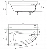 Акриловая ванна Ideal Standard Hotline Offset K275801 160x90 левая