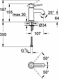 Смеситель для раковины Grohe BauClassic 23162000