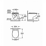 Комплект 5 в 1 Grohe Bau Ceramic 39586000: унитаз подвесной безободковый, сиденье, инсталляция, клавиша, шумоизоляция