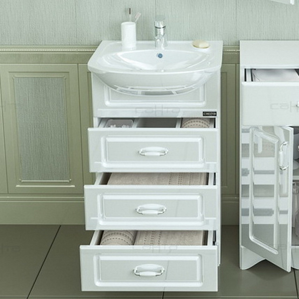 Тумба под раковину Верона 50 3 ящика напольная Санта 700115