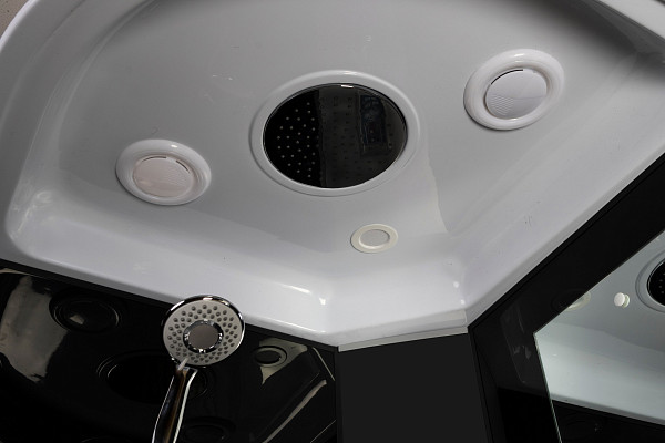 Душ.каб. NG-6501-14F (900х900х2150) средний поддон(26см) стекло ТОНИРОВАННОЕ алюм черный 4 места