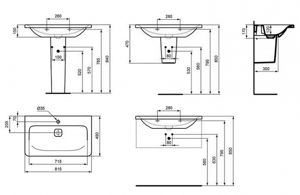 Раковина Ideal Standard Tonic II 80 см K087901