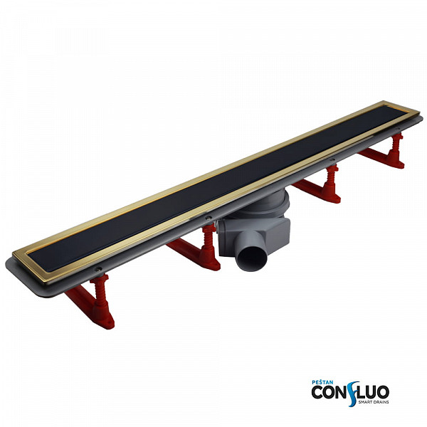 Душевой лоток Pestan Confluo Premium Line 750 Black Glass Gold