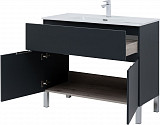 Тумба под раковину Aquanet Алвита New 100 1 ящик, 2 дверцы, антрацит 00277555