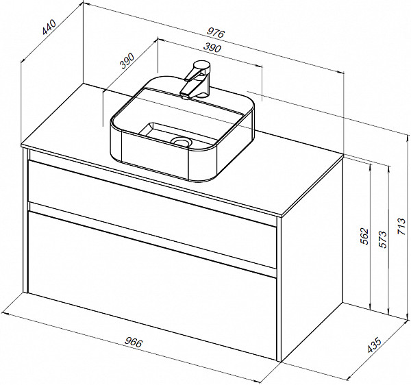 Тумба под раковину Aquanet Nova Lite 100 белый (2 ящика) 00242581