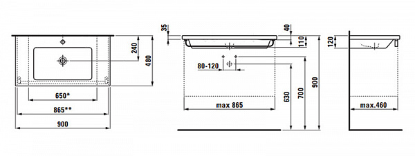 Раковина Laufen Living Square 8.1643.3.000.104.1 90 см