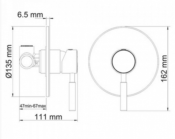 Встраиваемый комплект для биде со шлангом 120 см Wasserkraft A14157