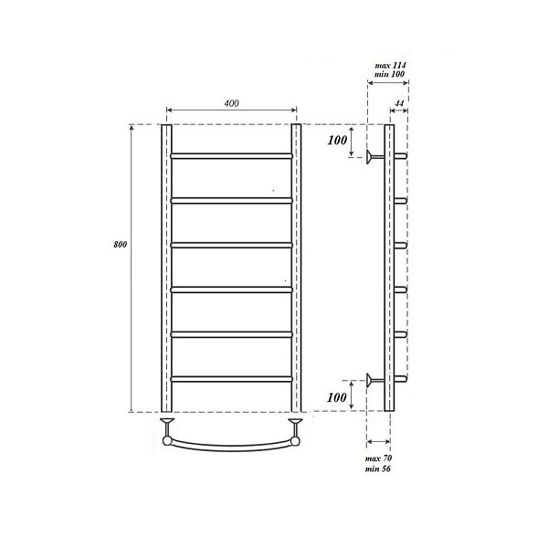 Полотенцесушитель водяной Point Афина PN04148 П6 400x800, хром