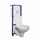 ПЭК Santeri Альфа 1.3815.9.S00.00B.2 подвесной унитаз + инсталляция + панель белая + сиденье ПП