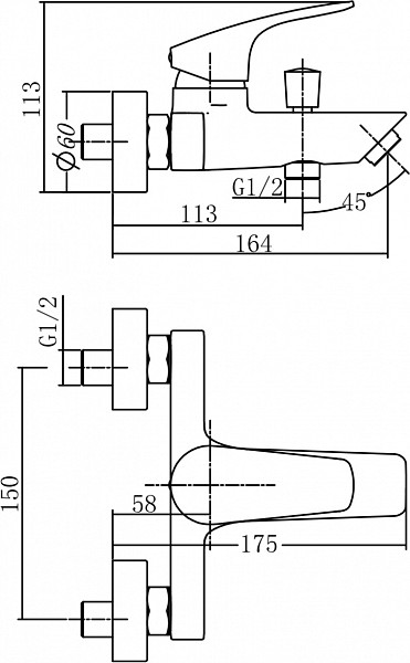 Смеситель для ванны с душем Aquanet Static AF330-20C AF330-20C