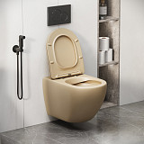 Унитаз GR-4411BEMS Color (550*365*395) БЕЖЕВЫЙ МАТОВЫЙ подвесной БЕЗОБОДКОВЫЙ