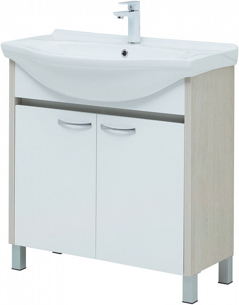 Тумба под раковину Aquanet Донна 80 белый дуб/белый (2 дверцы) 00274170