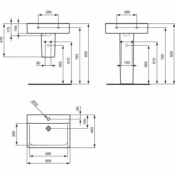 Раковина Ideal Standard Connect Cube 60 см E810301