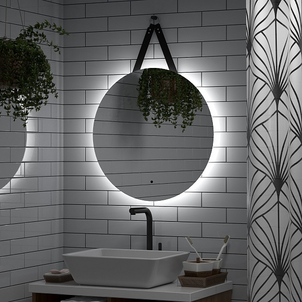 Зеркало Континент "Best Led" D650 на ремне из натуральной кожи черного цвета с бесконтактным сенсором
