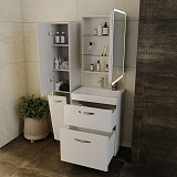 Тумба напольная Style line Каре 60, 2 ящика, Люкс белая, под раковину, PLUS