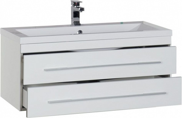 Тумба под раковину Aquanet Верона 100 белый (подвесная 2 ящика) 00175382