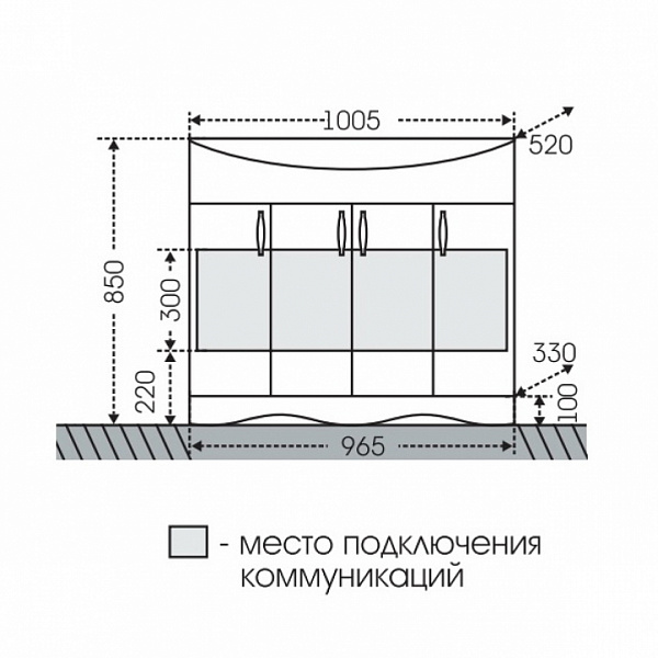 Тумба под раковину Верона 100 напольная с цоколем Санта 700114