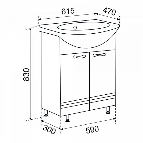 Тумба Emmy Рио 60 с раковиной Уют