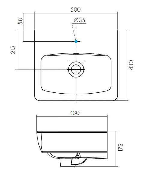 Прямоугольная раковина Santek Нео 50 1WH302184