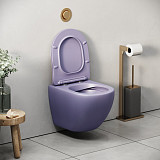 Унитаз GR-4455LIMS Color (485*365*360) ФИОЛЕТОВЫЙ МАТОВЫЙ подвесной БЕЗОБОДКОВЫЙ, 1 место