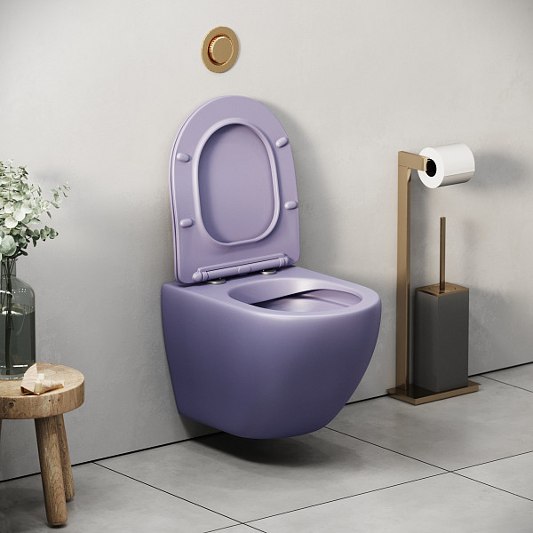 Унитаз GR-4455LIMS Color (485*365*360) ФИОЛЕТОВЫЙ МАТОВЫЙ подвесной БЕЗОБОДКОВЫЙ, 1 место