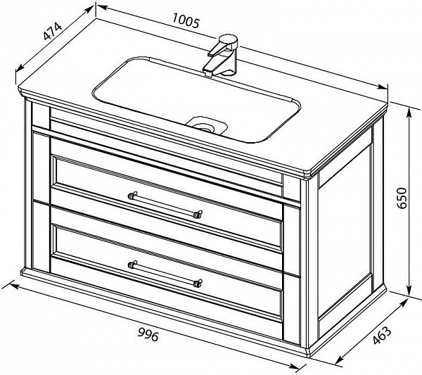Тумба под раковину Aquanet Бостон 100 белый матовый 00243781