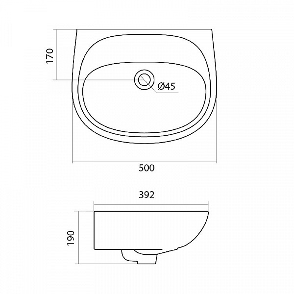 Полукруглая раковина Santek Анимо 50 без отверстия под смеситель 1WH110493