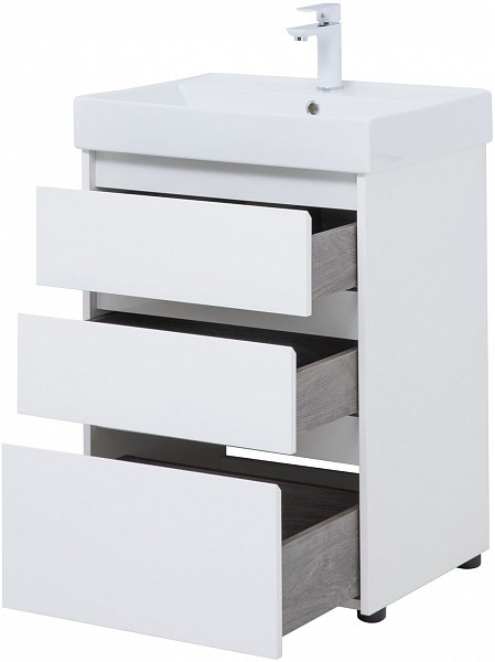 Тумба под раковину Aquanet Nova Lite 60 белый глянец (3 ящика) 00302469