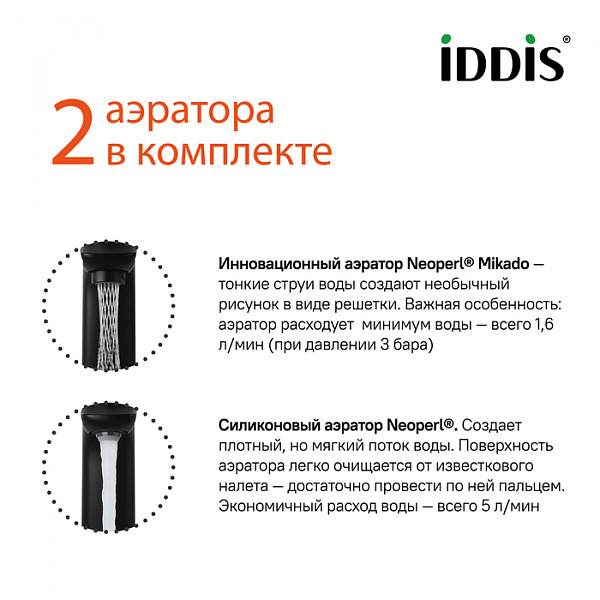 Смеситель для умывальника с инновационным управлением Push Control, Slide, IDDIS, SLIBLBTi01