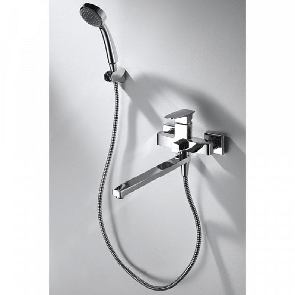 Смеситель для ванны c длинным изливом с аксессуарами Bravat Riffle F672106C-LB