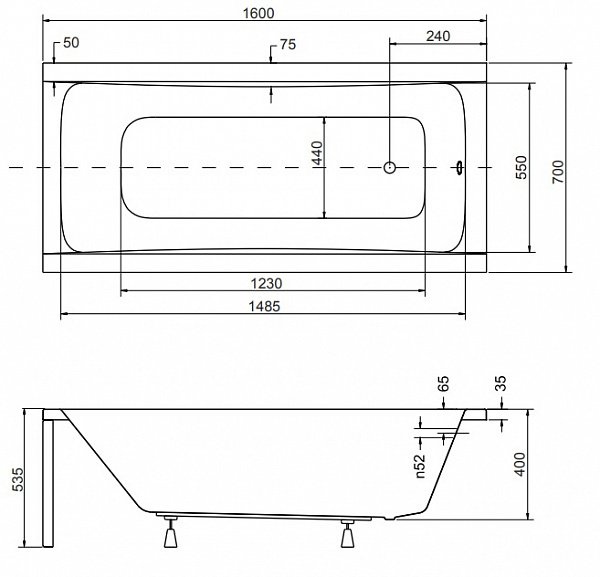 Акриловая ванна Besco Optima 160x70 WAO-160-PK