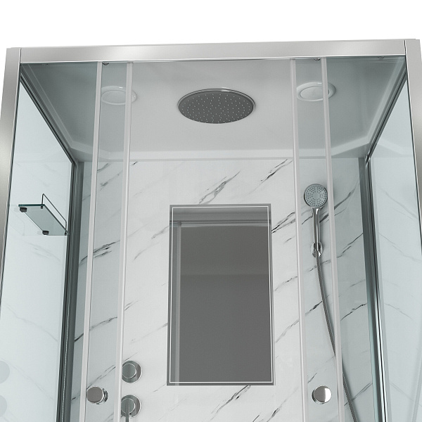 Душ.каб. NG-7772QM (1200x900х2100) низкий поддон стенки МРАМОР 4 места