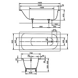Стальная ванна Kaldewei Saniform Plus 160x75 112500010001 standard mod. 372-1