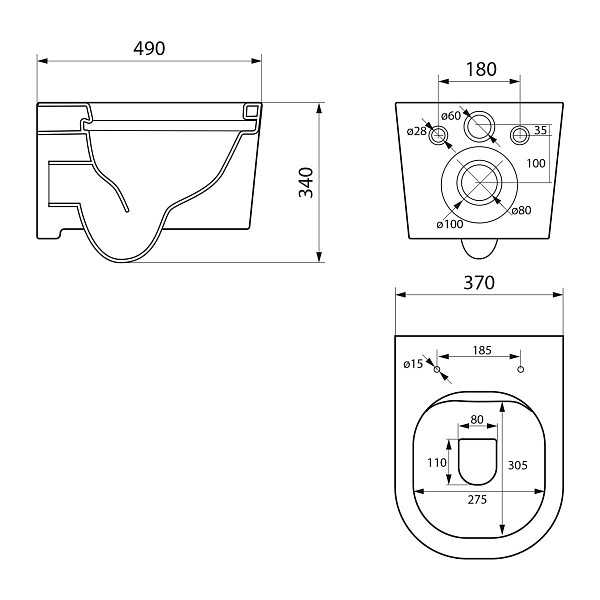 Сет: OLI 120 ECO Sanitarblock pneumatic+Панель KARISMA,черн.soft+Унитаз Point Веста, чёрн PN41701BM