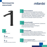 Смеситель для умывальника, черный матовый, Rora, Milardo, RORBL01M01