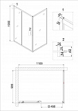Душ.ограждение NG-82-11AB-A90B (110*90*190) прямоугольник, дверь раздвижная, 2 места