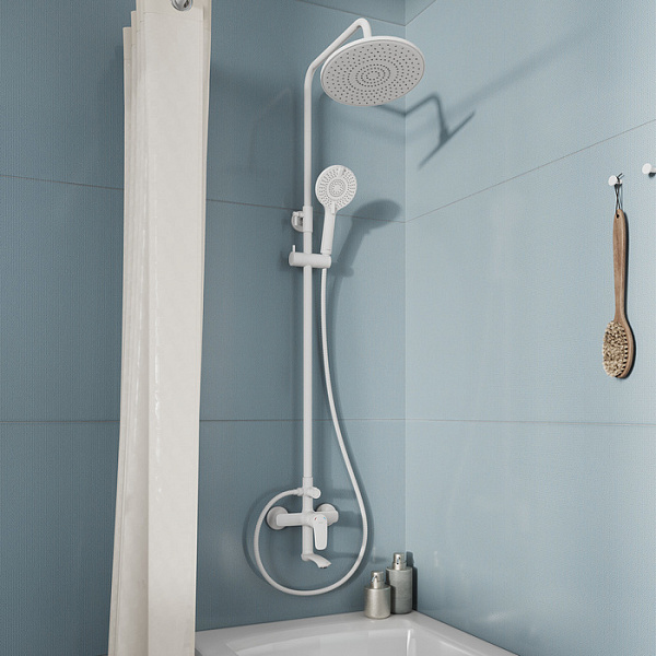 Смеситель для ванны с верхним душем, белый матовый, Rora, Milardo, RORWT4FM06