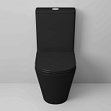 Унитаз GR-4450BMS (605*380*825) ЧЕРНЫЙ МАТОВЫЙ напольный БЕЗОБОДКОВЫЙ с тонкой крышкой, 2 места