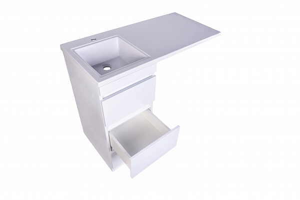 Тумба напольная "Даллас 100" (3 ящ.) Люкс белая, под раковину, PLUS
