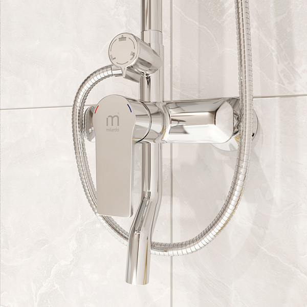 Смеситель с верхним душем, Helic, Milardo, HELSB1FM06
