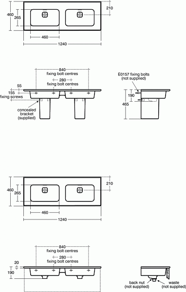 Раковина Ideal Standard Strada II 125 см T363601
