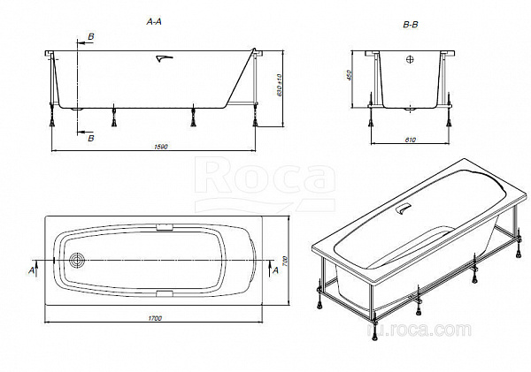 Акриловая ванна Roca Sureste 170х70 ZRU9302769