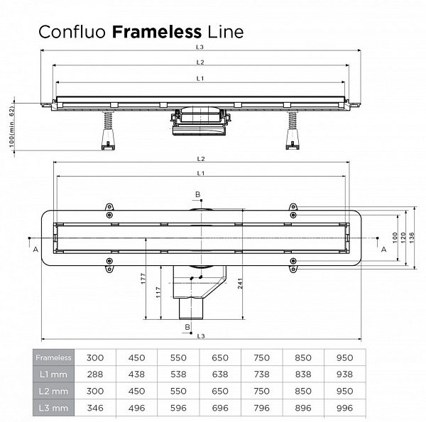 Душевой лоток Pestan Confluo Frameless Line 450 Gold