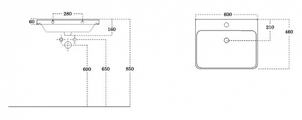 Раковина для тумбы Sanovit Luxury 60 11060-KL