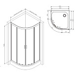 W90G-401-090BT Душевое ограждение Gem 1/4 Rond 90x90 стекло прозрачное, профиль черный матовый, без
