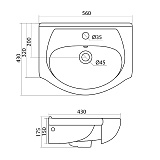 Полукруглая раковина Santek Линда 55 1WH110156