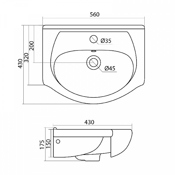 Полукруглая раковина Santek Линда 55 1WH110156