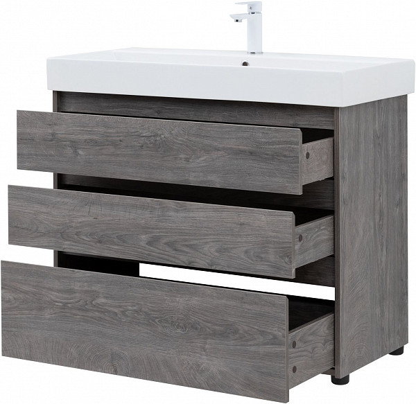 Тумба под раковину Aquanet Nova Lite 100 дуб рошелье (3 ящика) 00302479